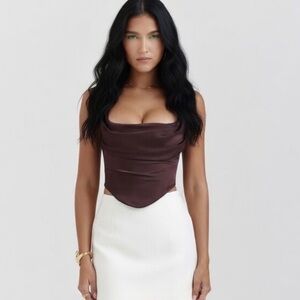 HOUSE OF CB 'Una' Rich Brown Corset /Size Small US4-6 $135